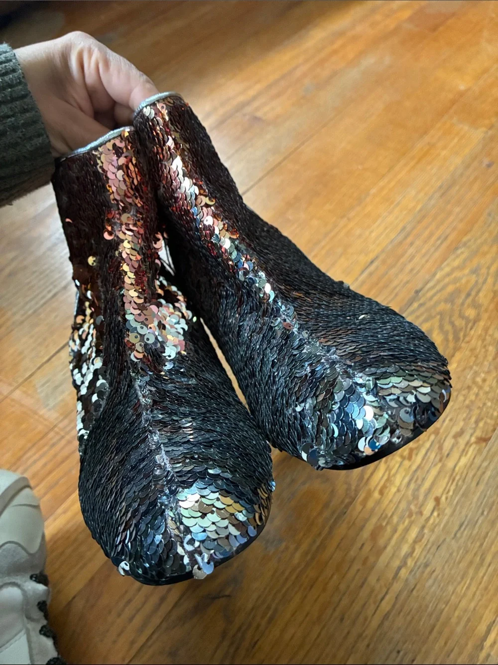 Pollini Sequin Block Heel Ankle Boot - Multicolor size 39 US 8.5